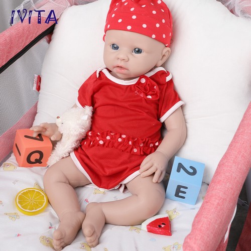 IVITA 19inch Kids Handmade DIY Toys Unpainted Lifelike Silicone Reborn Girl Doll - Picture 6 of 12