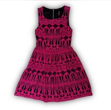 Maroon Double Layered Patterned Mini Dress