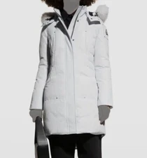 Moose Knuckles X8210 Women's Gray Cloud Zip Down Parka Coat Size M