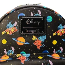 Lilo & Stitch All-Over Spaceman Print Loungefly Disney 626 Mini Backpack NWT
