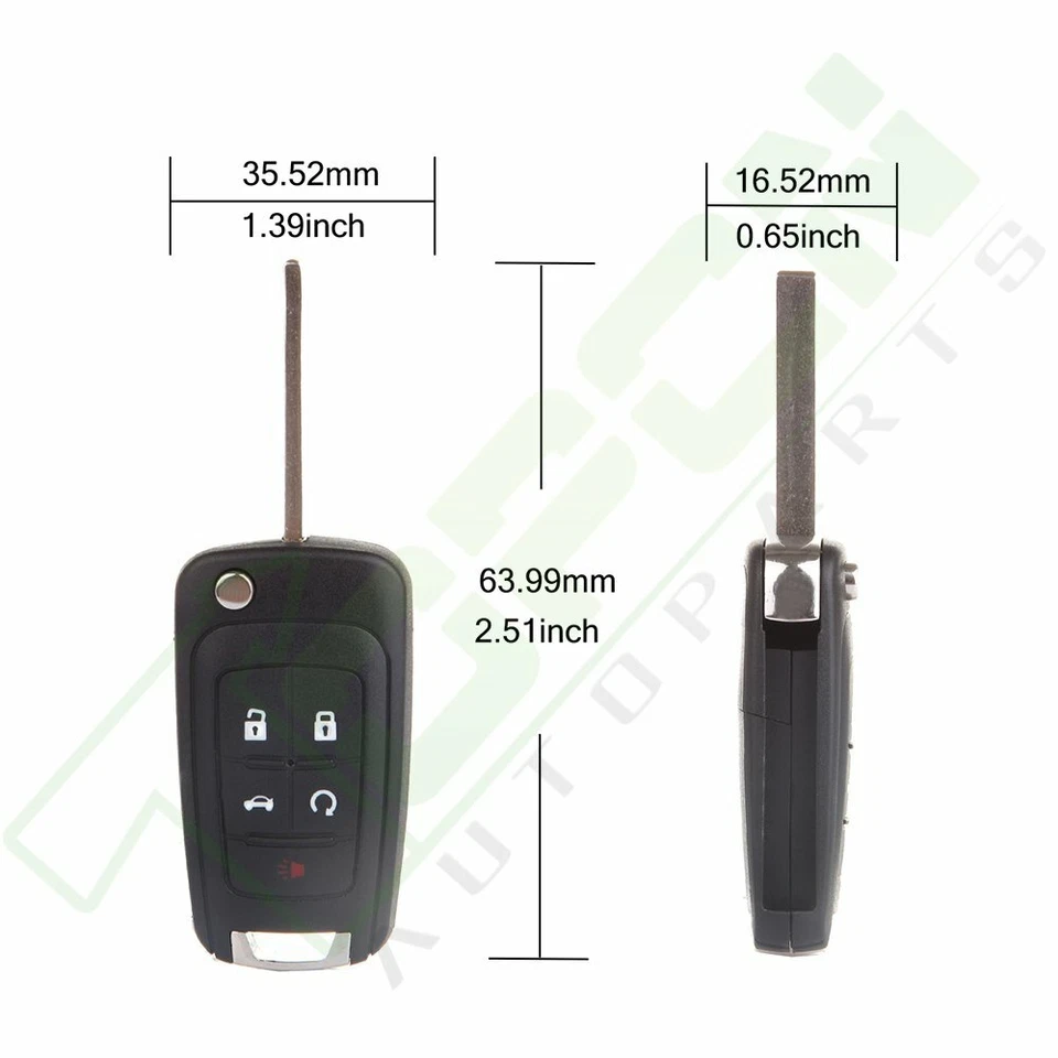 Para Buick LaCrosse 2010 2011 2012-2016 Entrada sin llave Control remoto Coche Llavero Foto 3 de 4