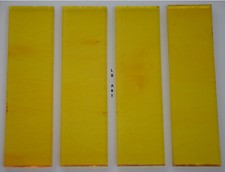 1125.30 - 4 pcs- 1" x 4" CLEAR ORANGE STRIKER BULLSEYE 3mm GLASS STRIPS 90 COE