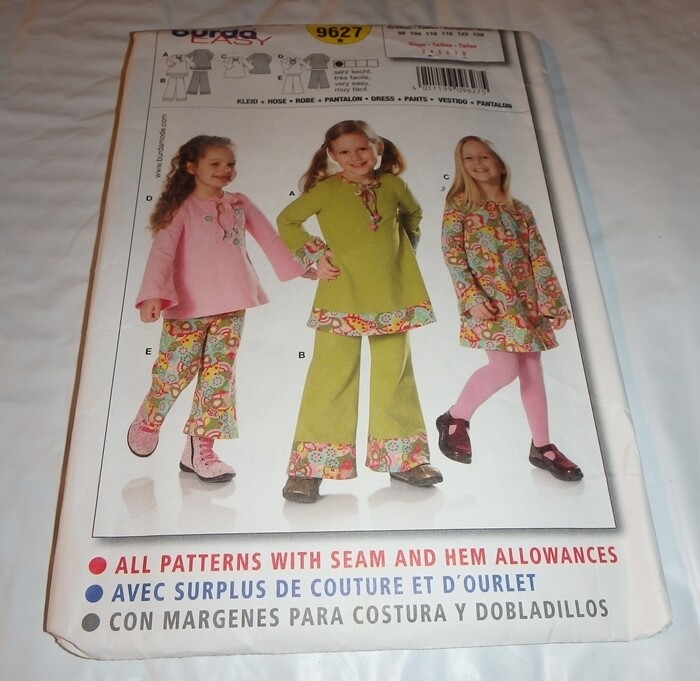 BURDA PATTERN 9627 ~ GIRLS DRESS PANTS ~ SIZES 3 - 4 - 5 - 6 - 7 - 8 ...