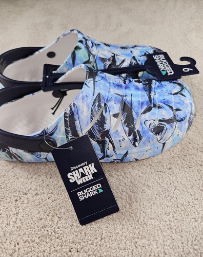Robuster Shark Shark Week Clog große Jungen Größe 6 Batik blaue Haie neu mit Etikett - Bild 4 von 7