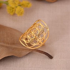 Gold Plated Gratitude Mandala Ring Fancy Mandala Ring Fashion Mandala Ring
