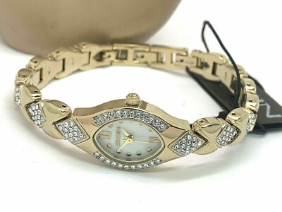 Elgin Womens Gold Tone Mother of Pearl Crystal Accent  display picture 2