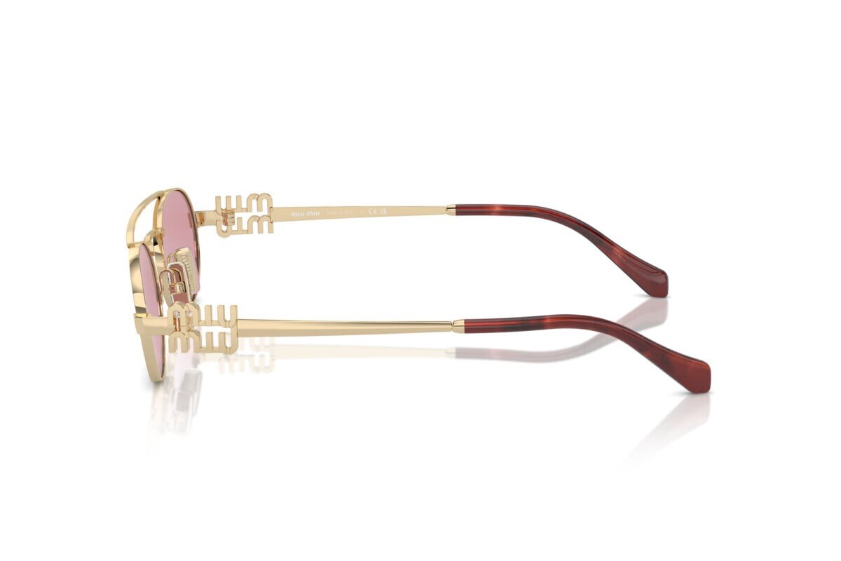 MIU MIU MU 54ZS ZVN50D Gold Pink Lens Oval Women Sunglasses