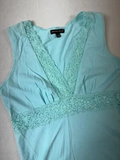 Vintage Y2K Carolyn Taylor Tank Sz S Babydoll Empire Waist Blue Lace Fairy
