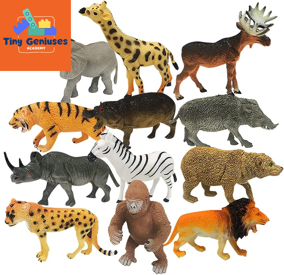 Zoo Animal Figurines Assortment for Kids, Pack of 12, Assorted Small Animal Figu