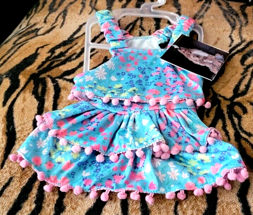 Pet Dress Dog or Cat Blue Flower Twirl xs sm med ea. New! - Picture 4 of 5