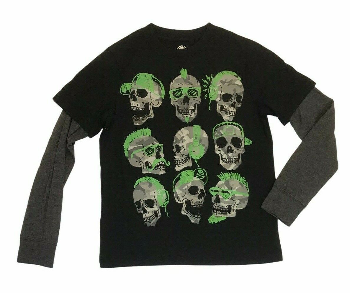 Hybrid Tees Long Sleeve Shirt Unisex Kid's Punk Rock Skull Hybrid Tees Long Sleeve Shirt Unisex Kid's Punk Rock Skull