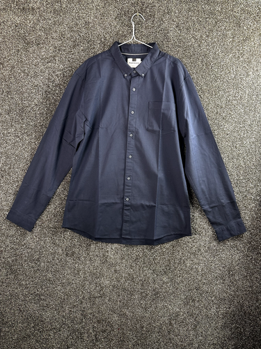Topman Men Long Sleeve Casual Shirt Size XXXL 3XL Navy Muscle Fit Button Up - Picture 7 of 11
