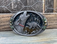 Vintage 1991 Bergamot H-900 Enameled Coon Hunting Belt Buckle