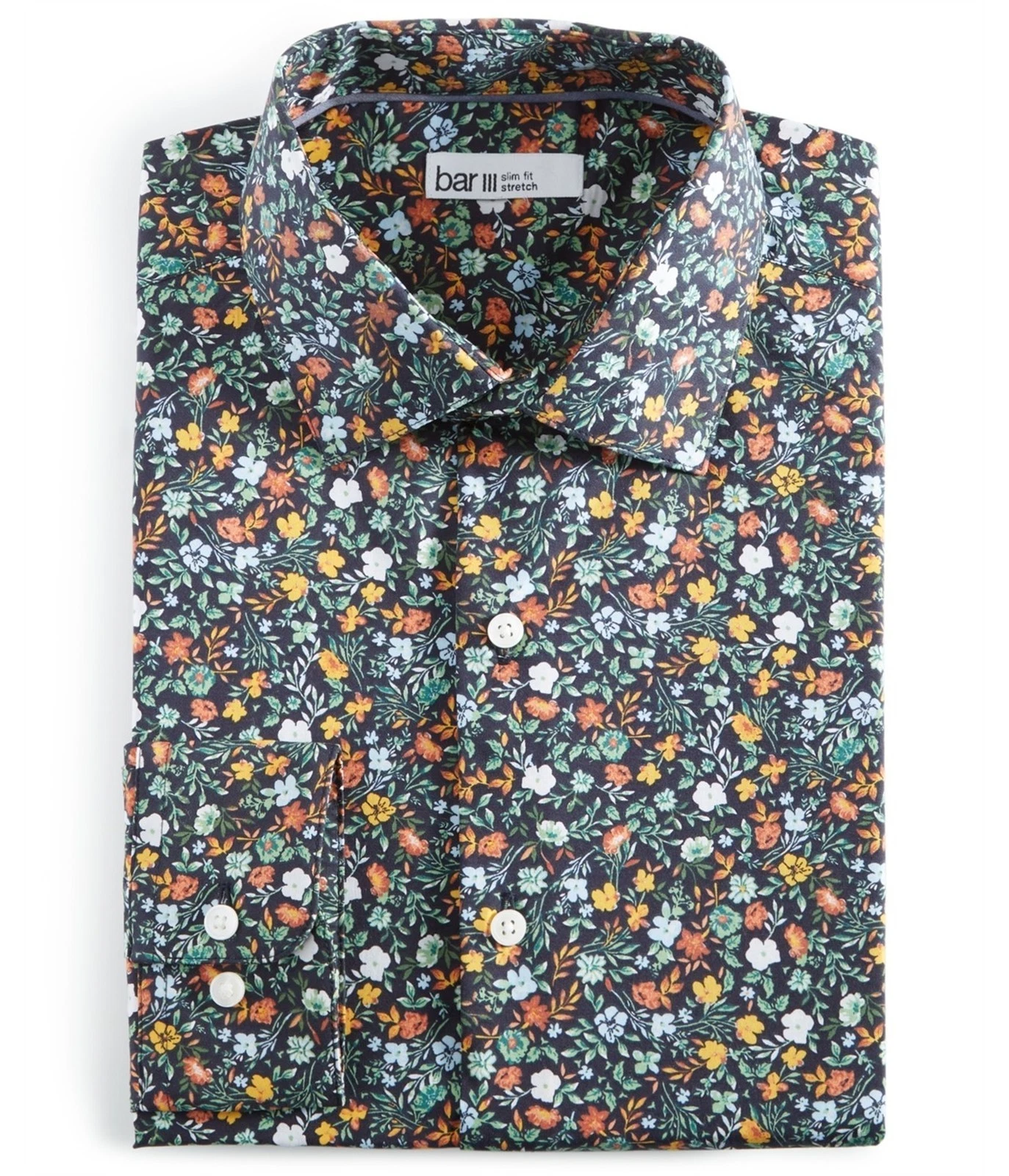 bar III Mens Water Floral Stretch Button Up Shirt