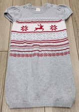 Gymboree Girls Holiday Christmas Knit Sweater Dress Size 5 Reindeer 100 Cotton