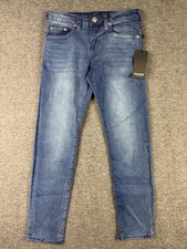 True Religion Jeans Boys 16 Blue Geno Relaxed Slim Skinny Leg Denim Distressed