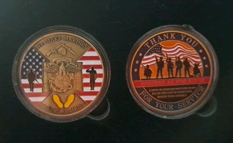 Challenge Coins USMC WE MAKE MARINES, Thank You For Your Service 