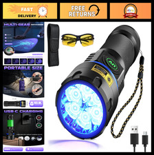 Powerful 395nm UV Black Light Flashlight Rechargeable 6xLED Dimming Lamp for U