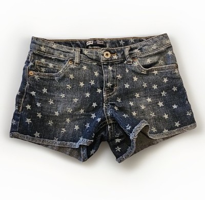 Levis Shorty Shorts Girls 12 Reg Lone Star Print Denim Adjustable Waist Stretch