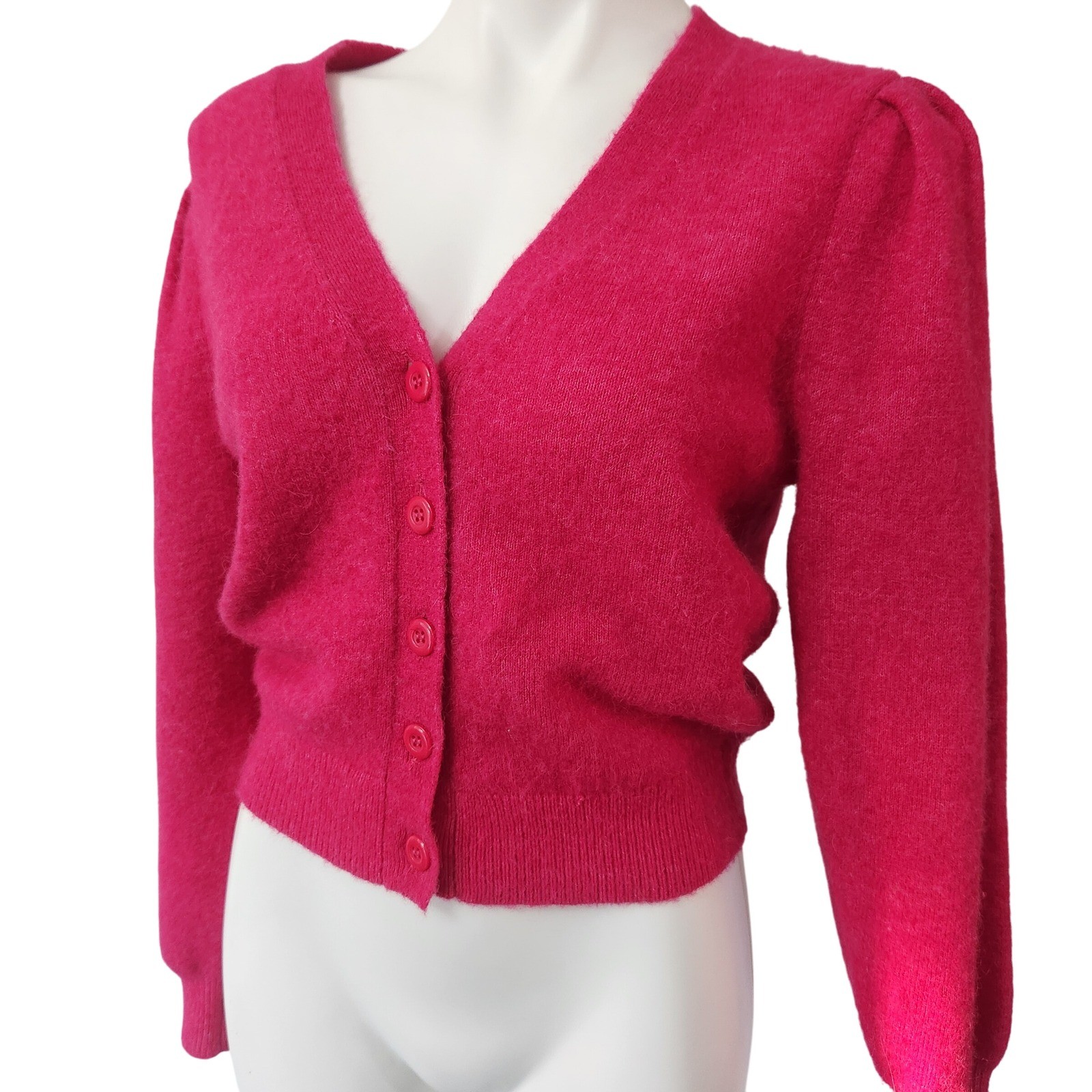 & Other Stories Paris Atelier Hot Pink Wool Cardigan XS Barbie Preppy