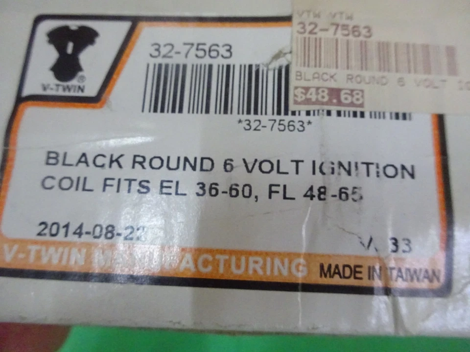 VINTAGE Harley Davidson EL FL Rpl ROUND BLACK 6 VOLT IGNITION COIL W/CHROME MT - Image 3 of 4