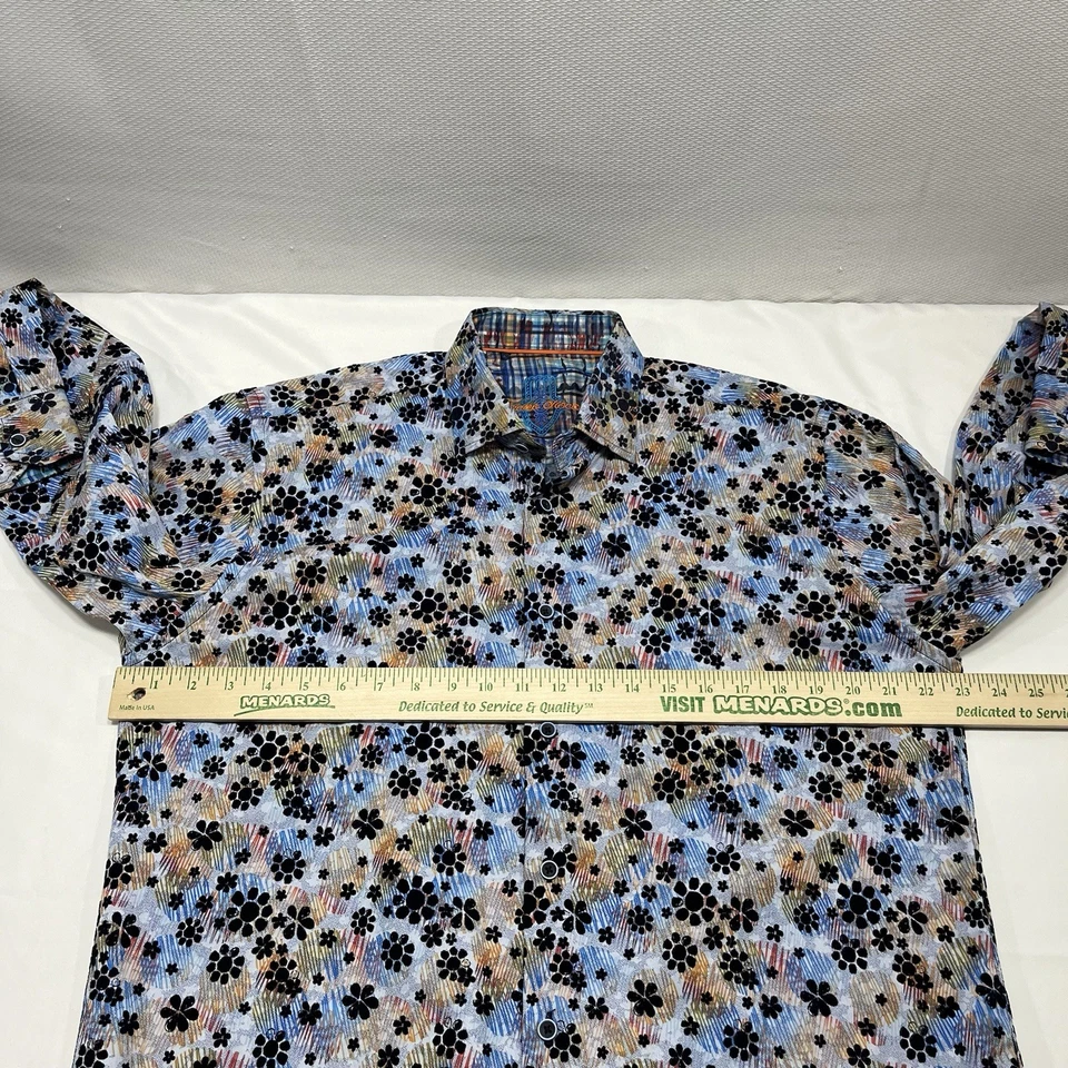 Camisa Luciano Visconti Para Hombre Grande Multicolor Floral Abstracta Manga Larga Botón Foto 4 de 4
