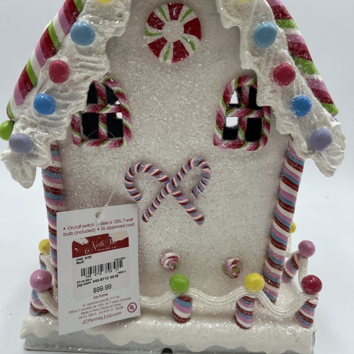 New Kurt Adler Illuminated Candy Cane Glittering Candy House Gingerbread House - Picture 10 of 12