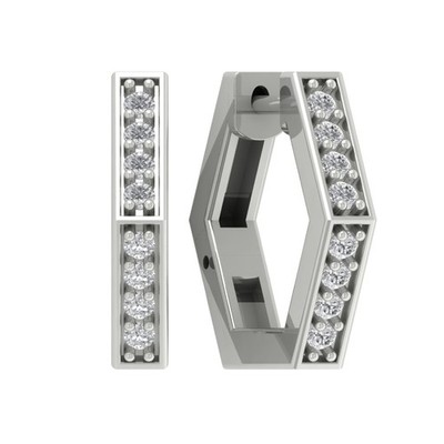 Sterling-Silber 0,325 kt runde im Labor gezüchtete Diamant-Creolen Geschenk für Frauen