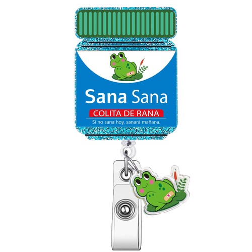 Funny Nursing Badge Reel, Sana Colita De Rana Retractable ID Badges Blue  - Picture 1 of 6