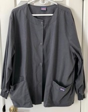 Scrub Jacket Cherokee Workwear, Snap Front Closure, Gray Medical Uniform XL