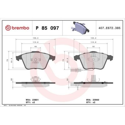 Bremsbelagsatz Scheibenbremse Brembo P85097 Prime Line für Audi Seat Skoda VW