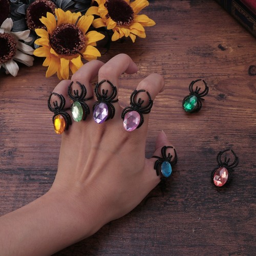 50 Pcs Assorted Color Spider Finger Rings Plastic Halloween Party Toys - Bild 4 von 12