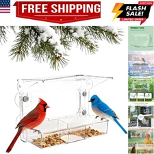 Clear Window with 5 Extra Strong Suction Cups, Acrylic Wildlife Seed Feeder， ...