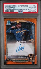 2025 BOWMAN CHROME MEGA BOX CHROME PROSPECTS AUTOS #JM JESUS MADE 08/25 PSA 10