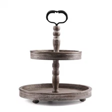 2 Tier Wood Serving Tray Two Distressed Tiered Farmhouse Decorative Wooden