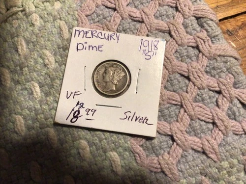 1918 S MERCURY DIME 90 % SILVER VF