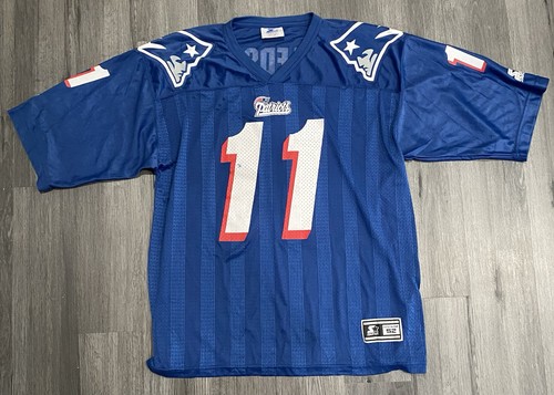 New England Patriots Vintage Starter Drew Bledsoe Stripe Jersey Men’s Size 52/XL