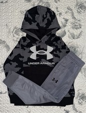 Little Boys Under Armour Black/Gray Camo Hoodie,  Gray Joggers Set Sz/ 5