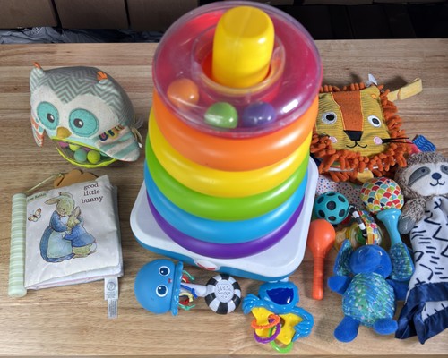 Mixed Brands Stacking Ring Toy Lot Multicolor 6-12M Baby Boys Rattles Plush