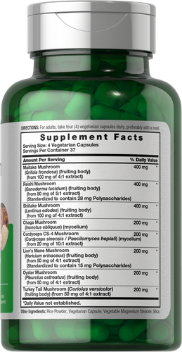 Mushroom Complex Supplement | 150 Capsules | 8 Mushroom Blend | by Carlyle - Picture 2 of 7