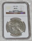 1935 P PEACE 90% SILVER ONE DOLLAR $1 NGC AU 53 AU53 PHILADELPHIA MINT USA COIN