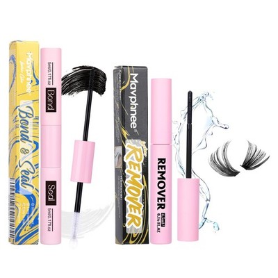 Mavphnee Lash Bond and Seal Kit - Waterproof Cluster Lashes Glue with black