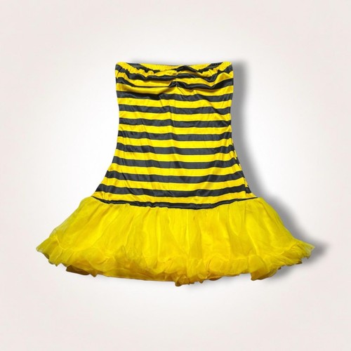 Y2K Dreamgirl Yellow & Black Stripped Bumble Bee Strapless Tutu Costume Dress