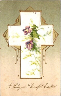 1909, ''A Holy And Peaceful EASTER'' CROSS Postcard - WINSCH Back