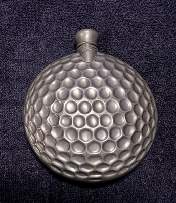 Pewter Flask K Club Golf Course Ireland Pro Shop Golfing Ball Flask Rare!!!