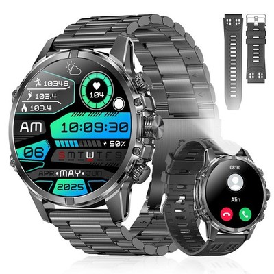 , 1.75-Inch AMOLED Display, IP67 Waterproof for Men with Flashlight, Answer/M...