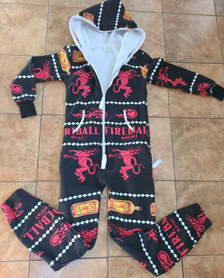 Fireball Whiskey Men's Full zip Hoodie One Piece Party Ski Week Pockets XS