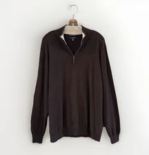 Club Room Sweater 2 ply Estate Cashmere Mens XL 1/4 Zip Pullover Brown Classic