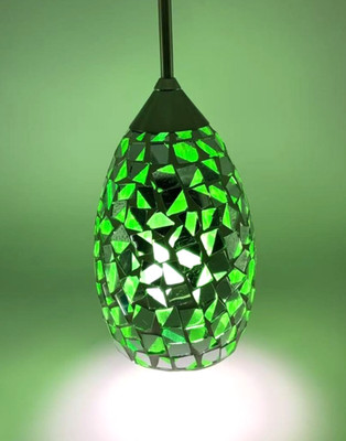 1 Light  Mini Pendant Kichen Lsland or Bar-Green Glass And  Satin Nickel