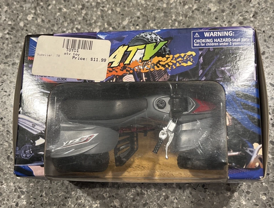 NewRay Yamaha YFZ450 ATV 1:12 Scale Die-Cast Model Quad Gray Red - Image 2 of 4